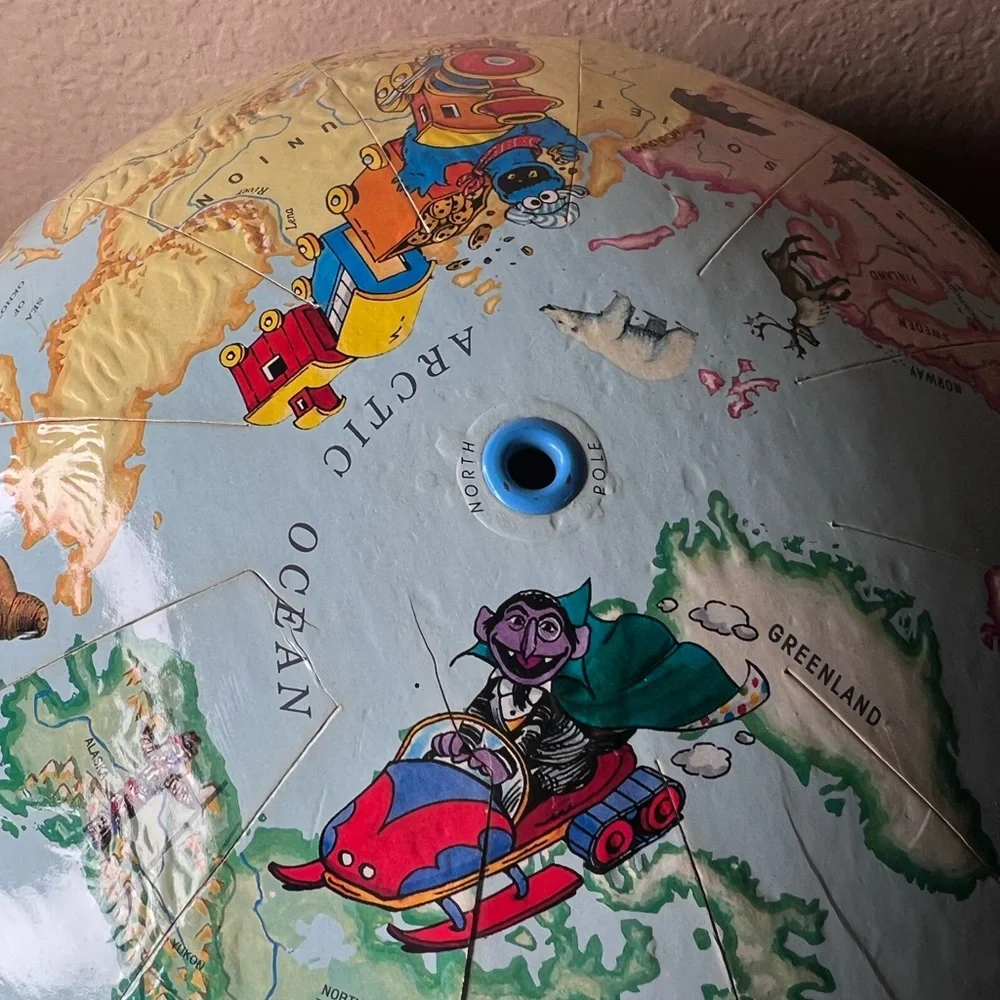 Vintage 1985 Sesame Street World Globe Rand McNally Muppets Educational Globe US